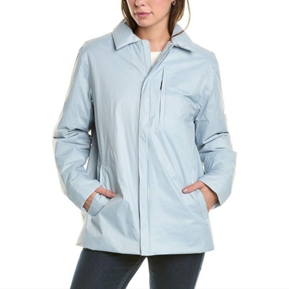 RAINS Womens Waterproof Rain Jacket Sky Blue Lightweight Windproof Coat M NWT